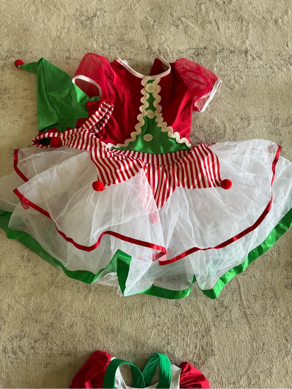 Revolution Red and Green Festive Elf Dress with Striped Skirt